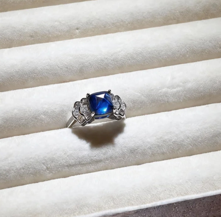 Blue Spinel Clear Quartz Harmony Energy Crystal Ring