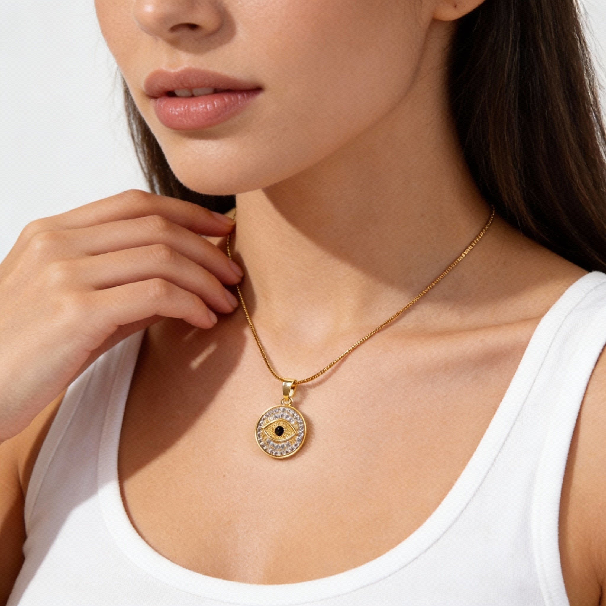 Evil Eye Gold Protection Harmony Necklace
