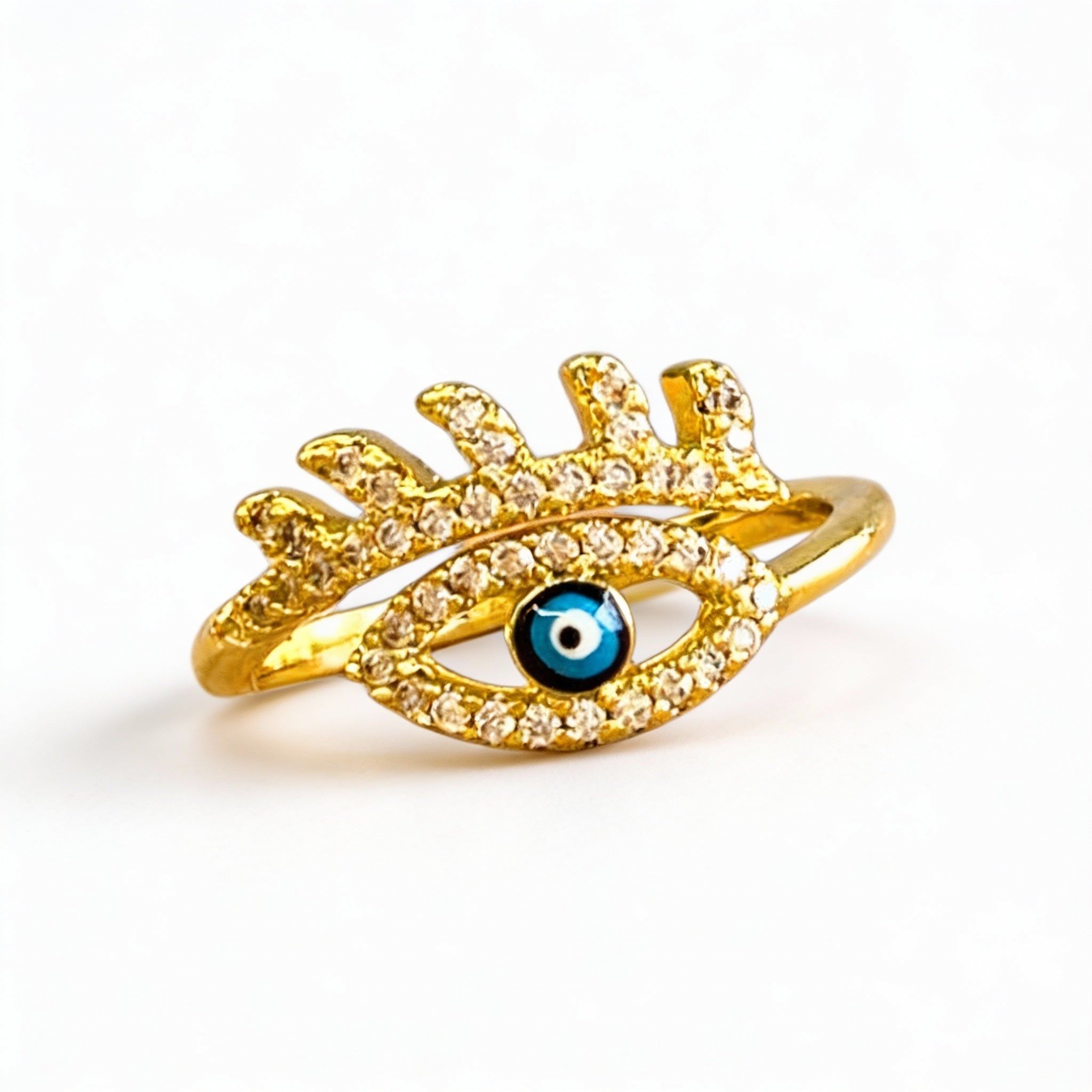 Blue Evil Eye Protection Crystal Ring