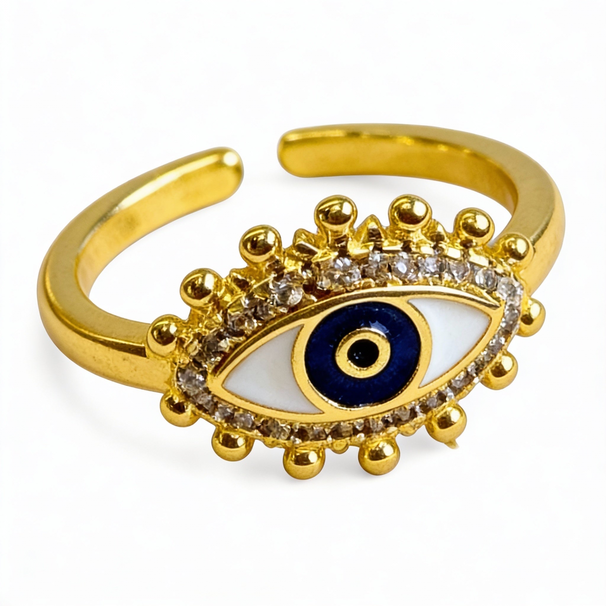 Deep Blue Evil Eye Protection Crystal Ring