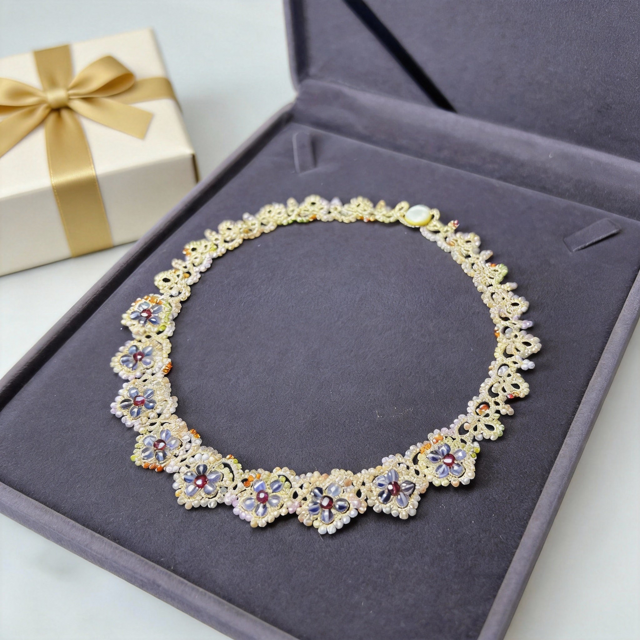 Handwoven Floral Beaded Elegant Style Necklace