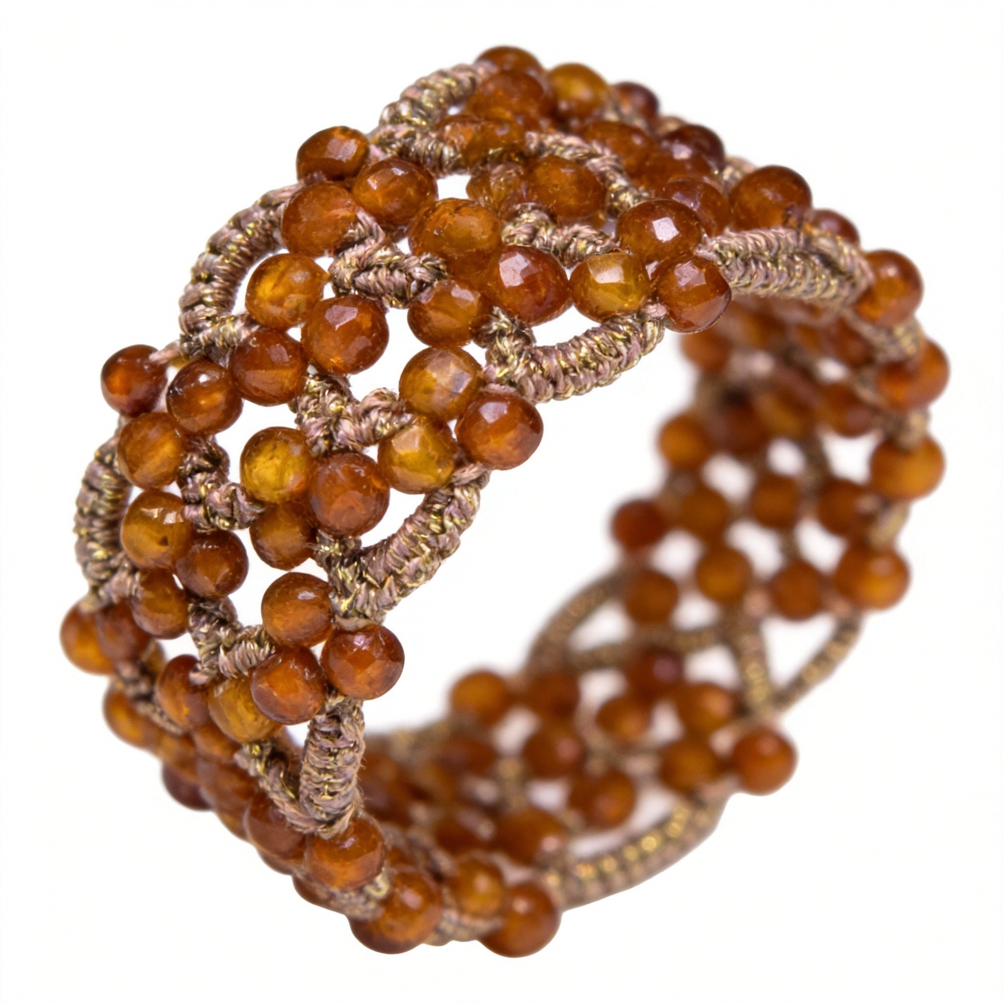 Handwoven Beads Metal Radiance Artisan Weave Ring