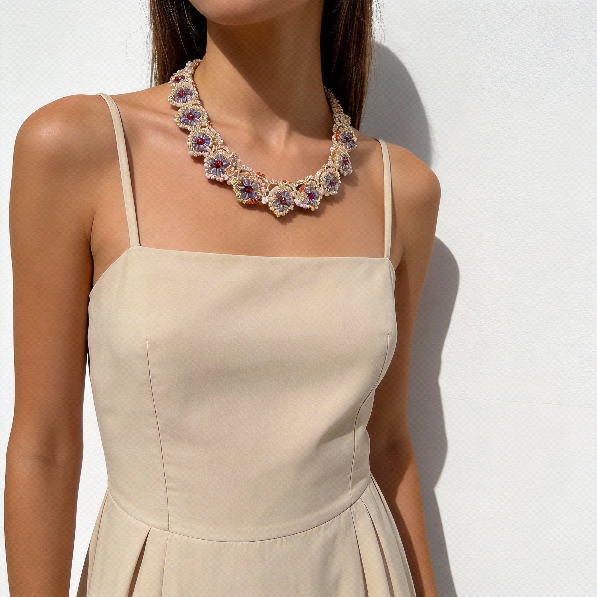 Handwoven Floral Beaded Elegant Style Necklace