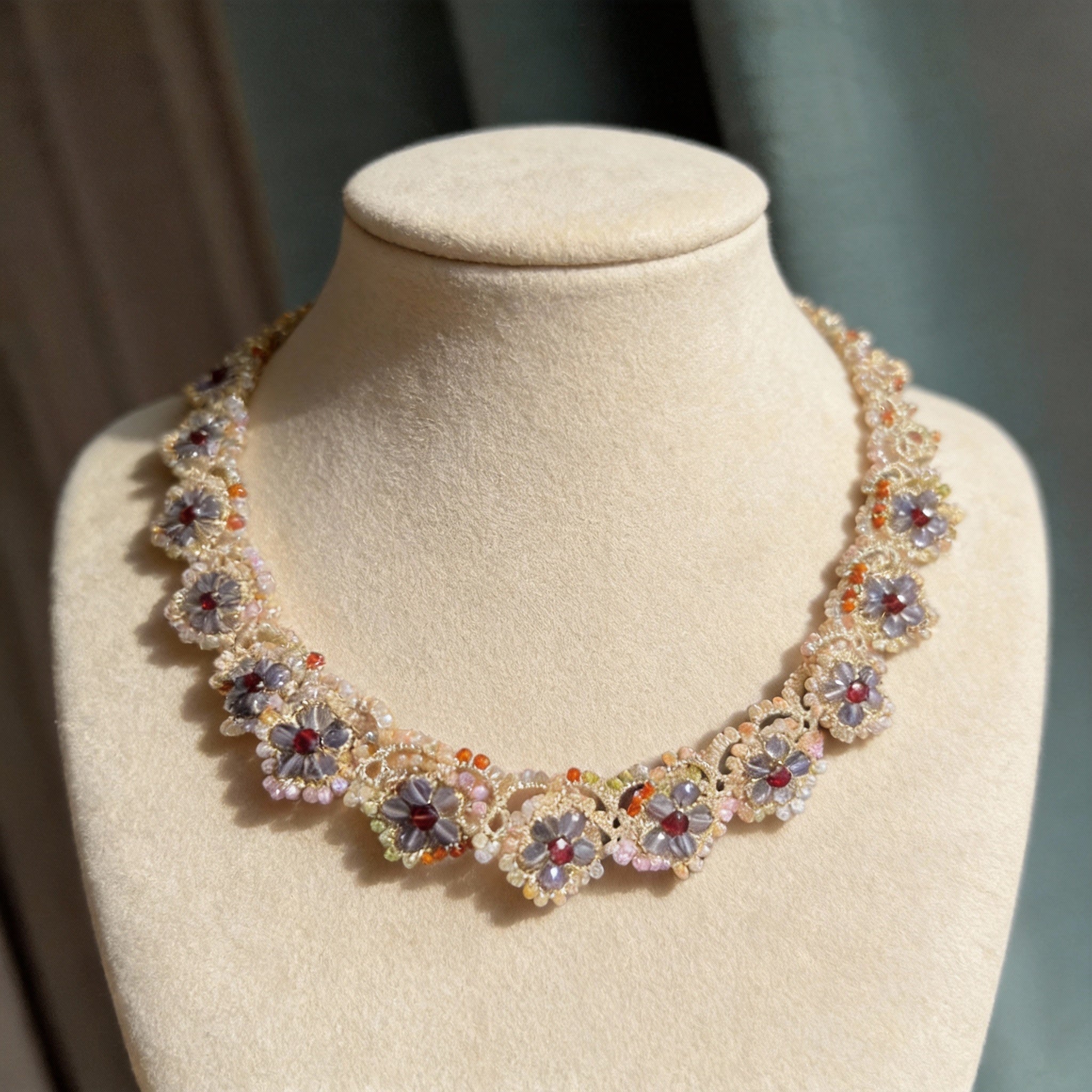 Handwoven Floral Beaded Elegant Style Necklace