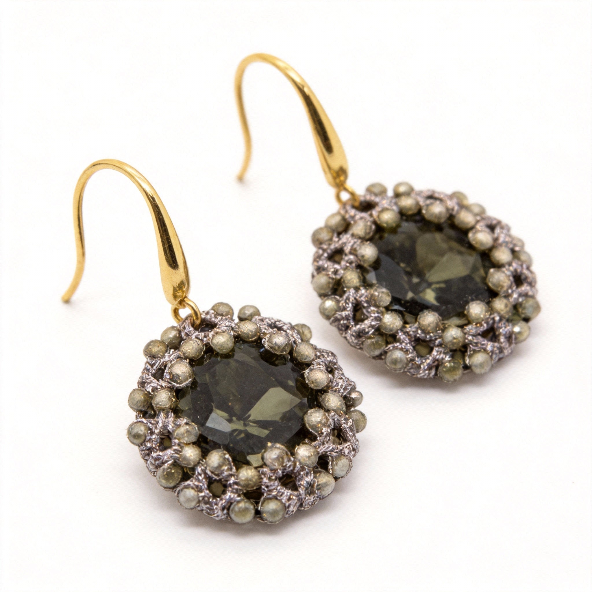 Handwoven Beaded Round Artisanal Drop Earrings