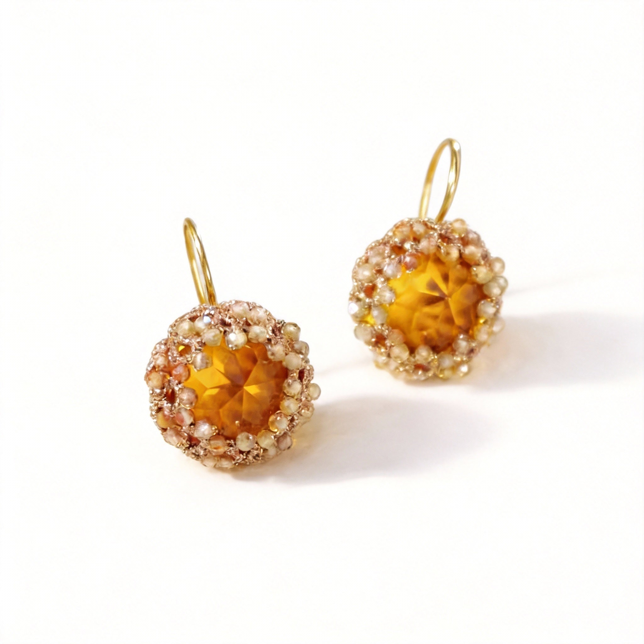 Handwoven Beaded Round Artisanal Drop Earrings