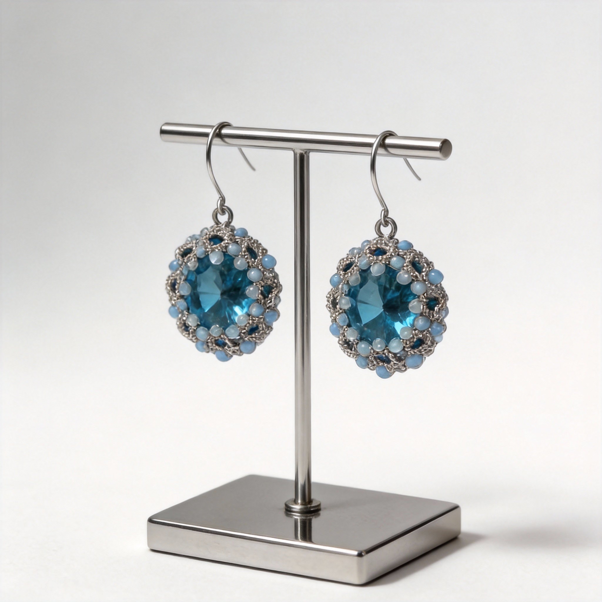 Handwoven Beaded Round Artisanal Drop Earrings