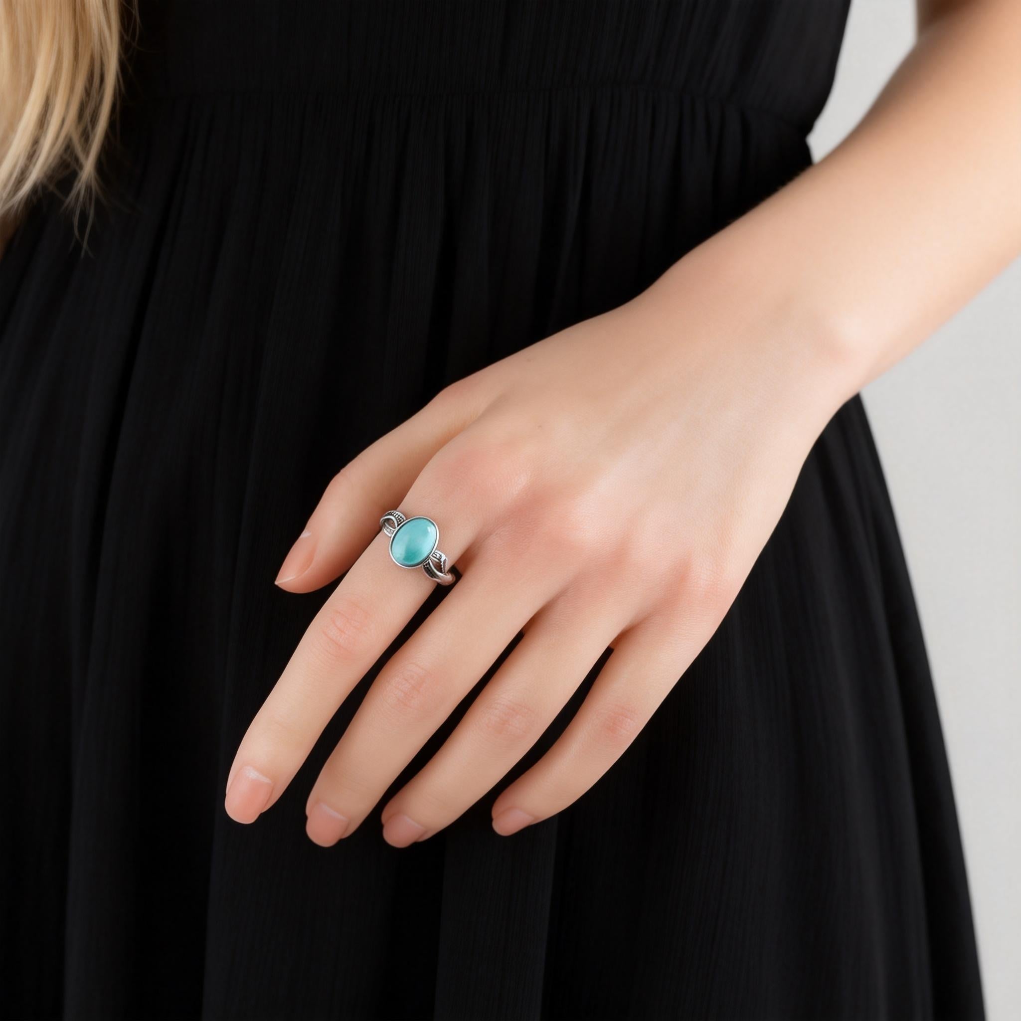 Turquoise Silver Healing Protection Ring