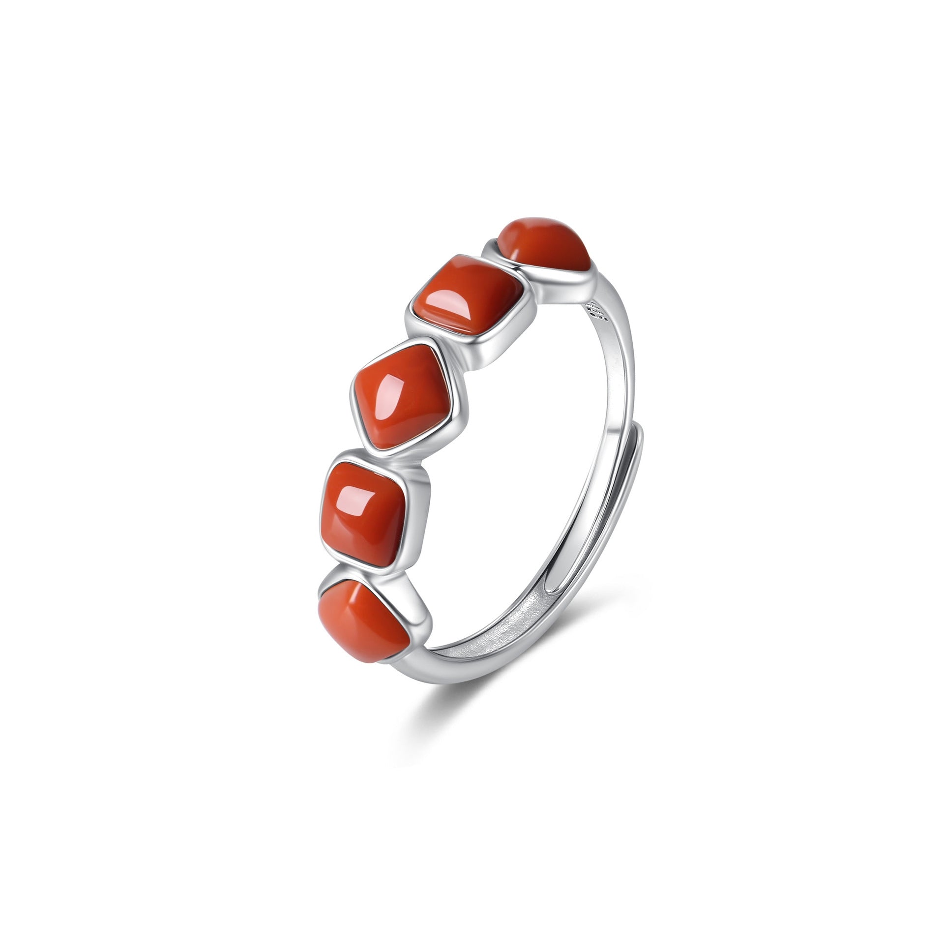 Red Agate Silver Healing Protection Ring