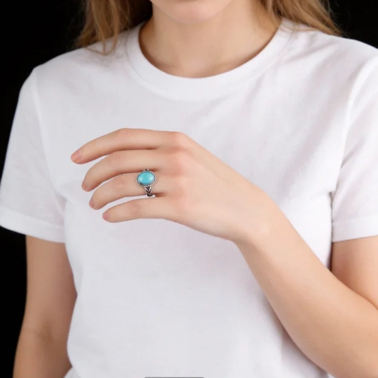 Turquoise Lapis Lazuli Jade Silver Harmony Ring