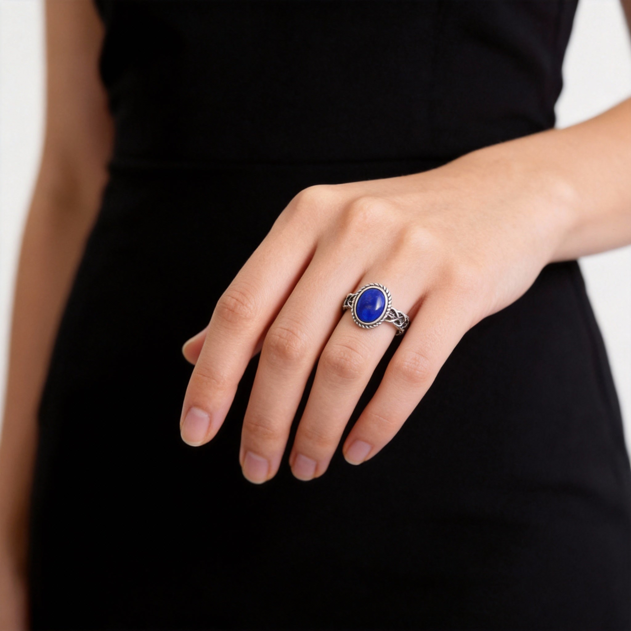 Turquoise Lapis Lazuli Jade Silver Harmony Ring
