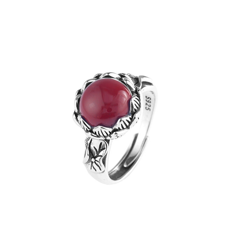 Jade Agate Turquoise Silver Protection Ring