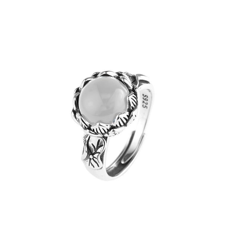 Jade Agate Turquoise Silver Protection Ring