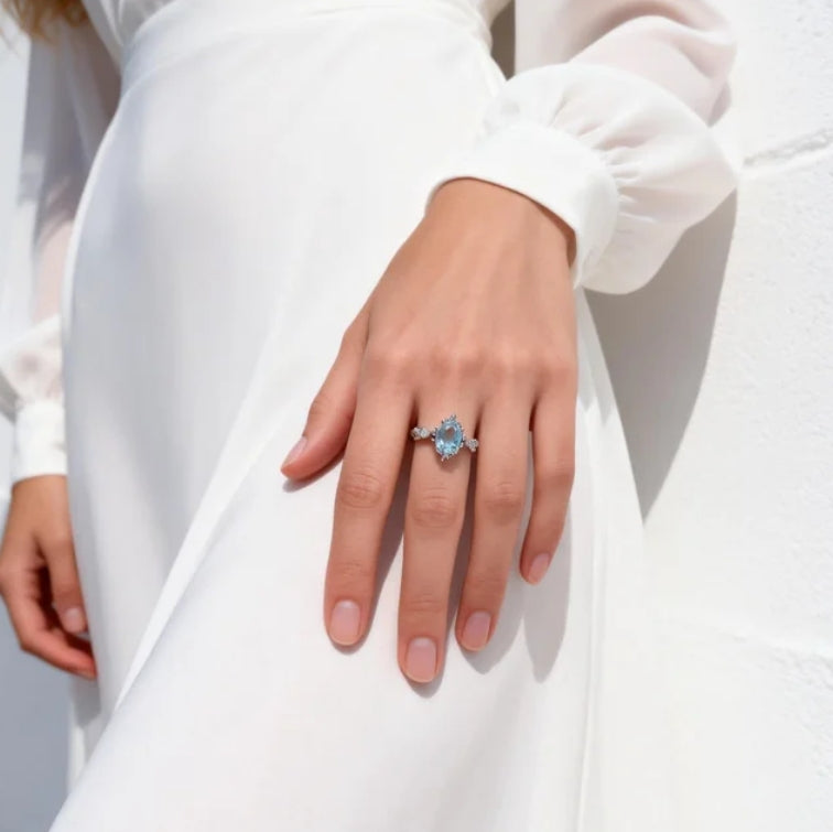 Aquamarine Crownlight Adjustable Ring