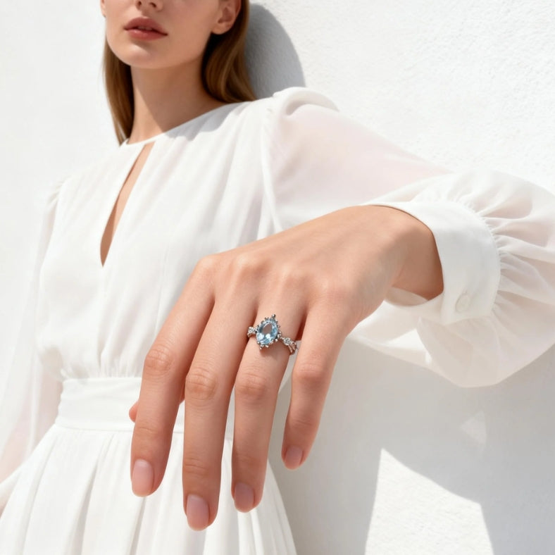 Aquamarine Crownlight Adjustable Ring