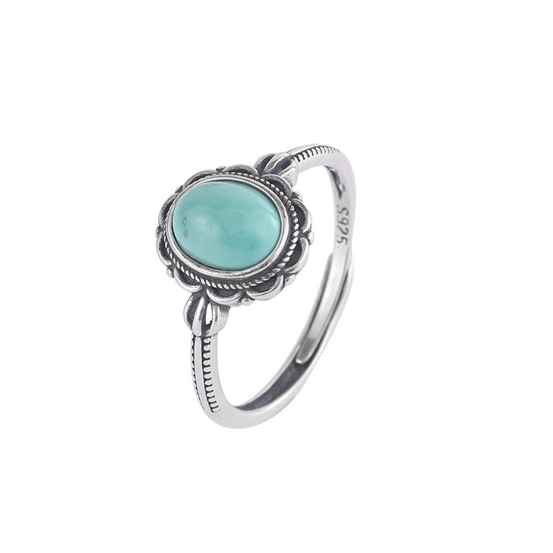 Turquoise Lotus Silver Spiritual Protection Ring