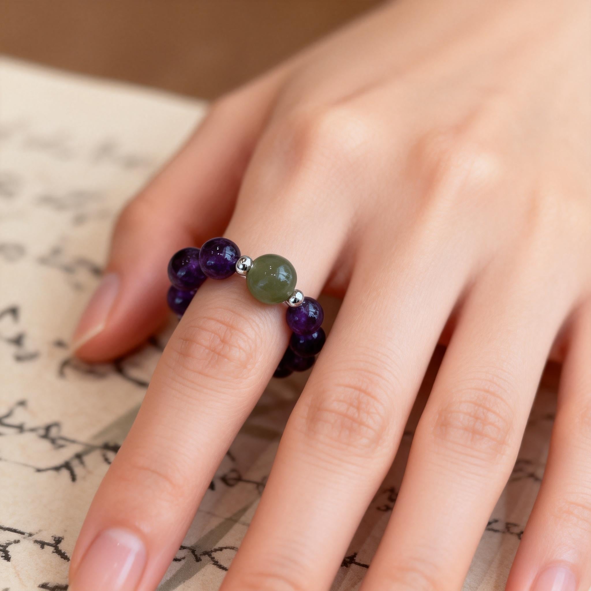 Amethyst Silver Serenity Balance Ring