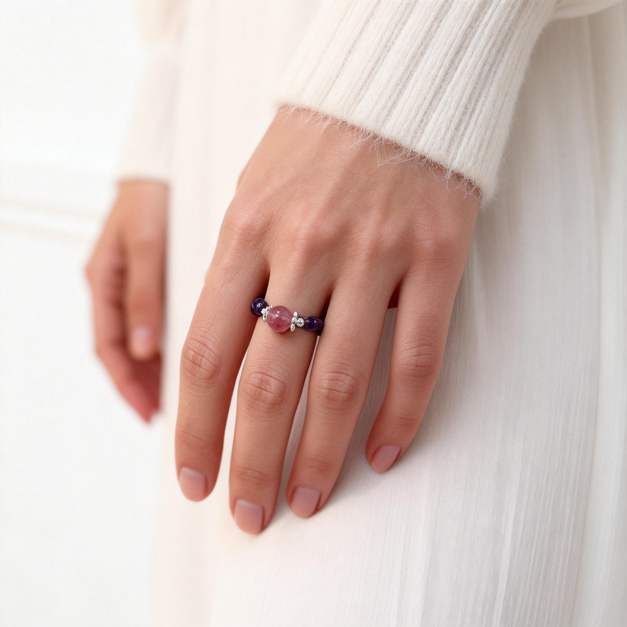 Amethyst Silver Serenity Balance Ring