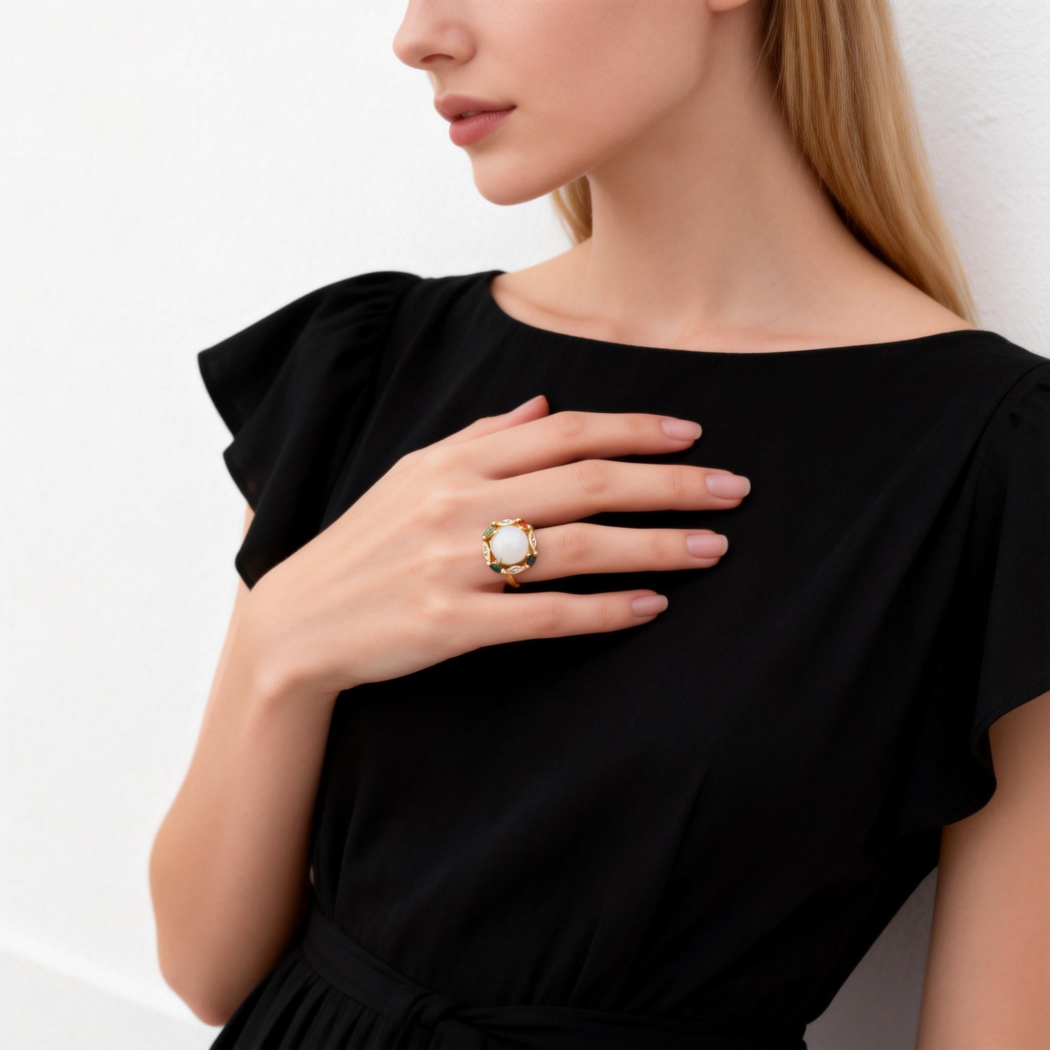 Hetian Jade Silver Prosperity Harmony Ring