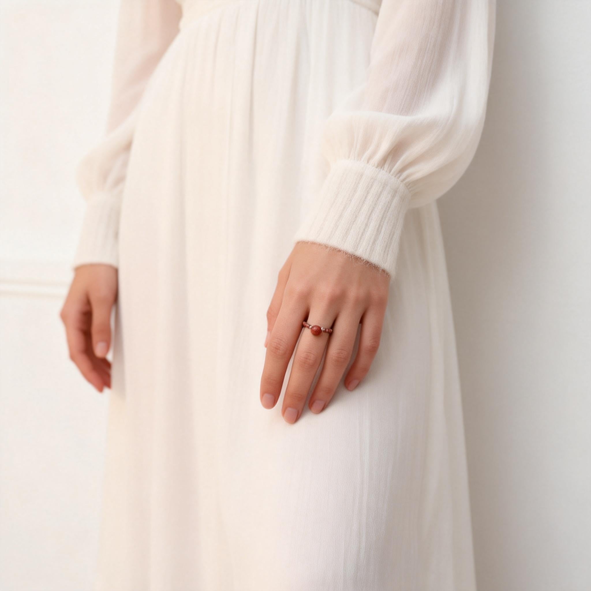 Garnet Vital Spark Adjustable Beaded Ring