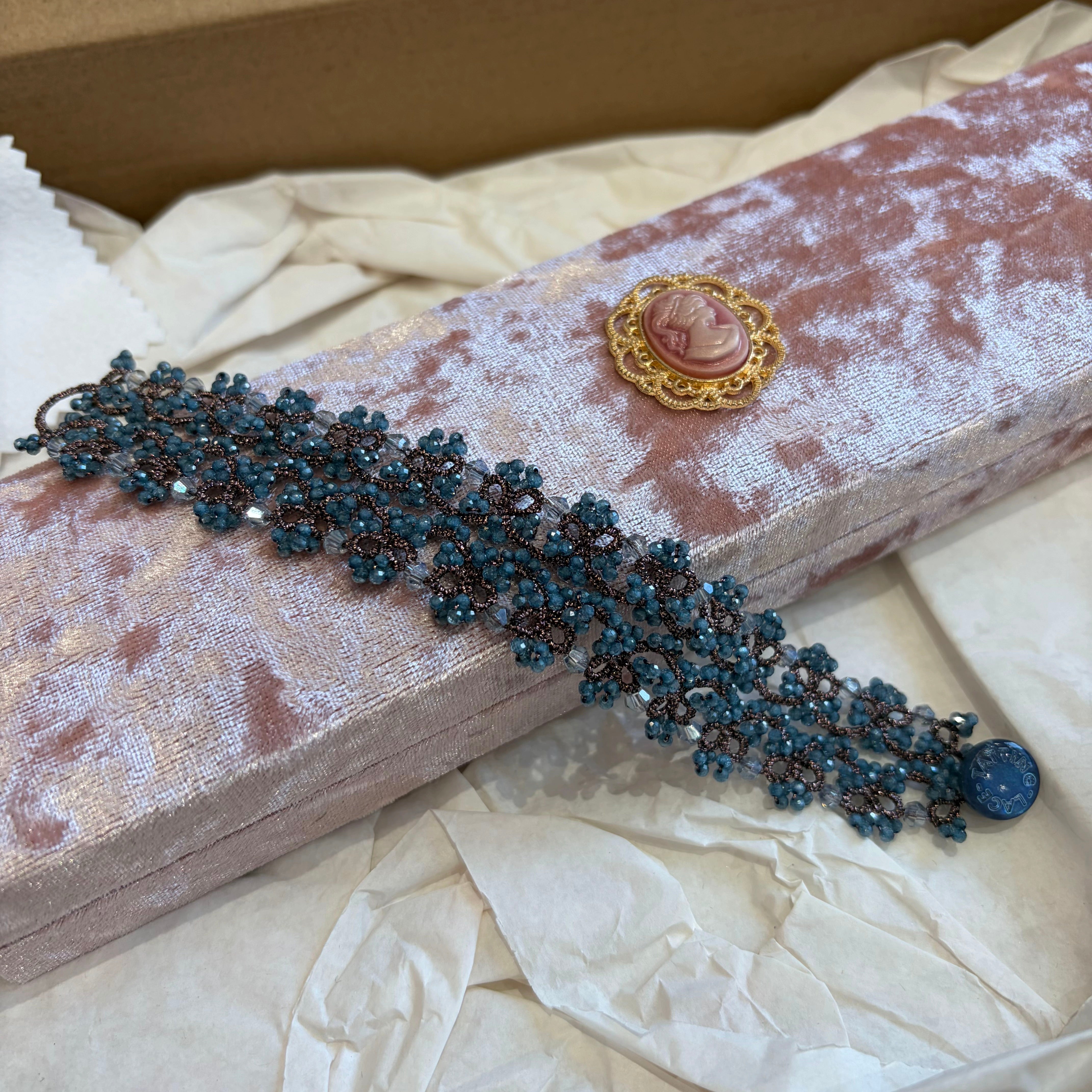 Handwoven Blue Chalcedony Lace Bracelet