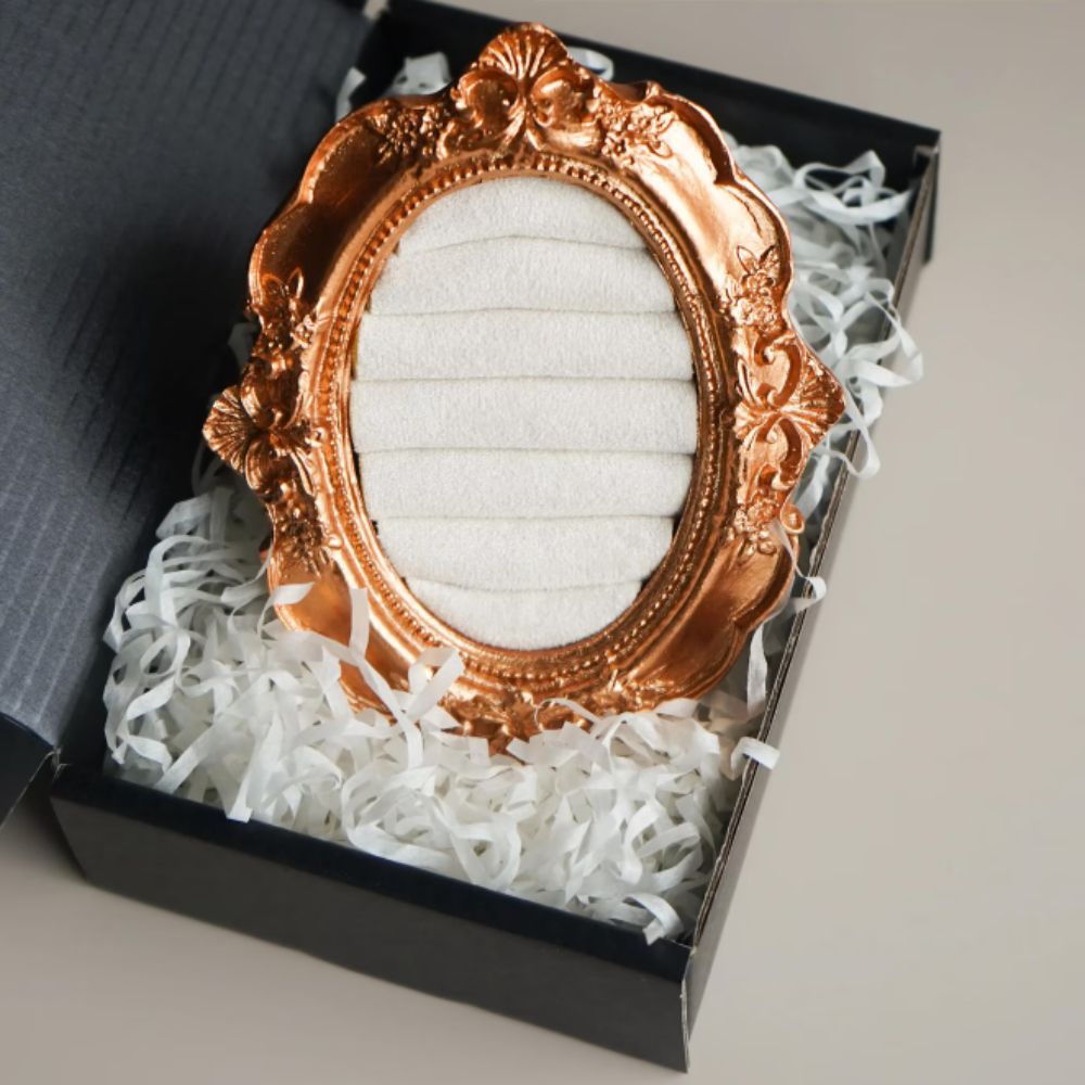 Vintage Oval Velvet Frame Organizer Jewelry Display Storage