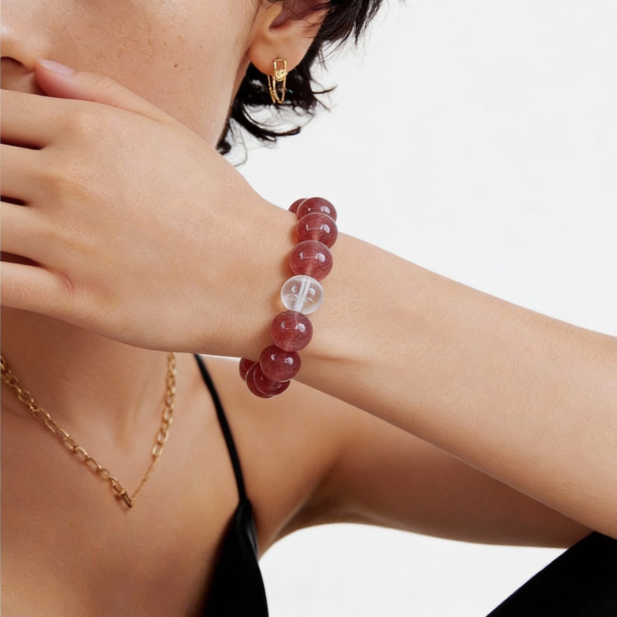 Strawberry Quartz Clear Quartz Harmony Bracelet